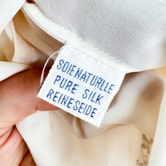 Vintage All Silk Ivory Embroidered Lace Detail Blouse M - Picture 8 of 10